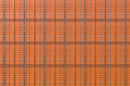 Stack of brown ship cargo containers backgroundの写真素材