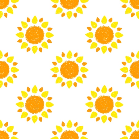 Seamless pattern with yellow and orange sunsのイラスト素材