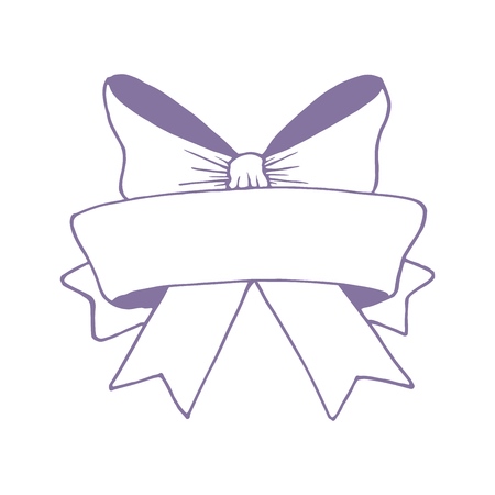Hand drawn vintage style banner with a bow, in light pastel color, isolated on white background. Vector illustrationのイラスト素材