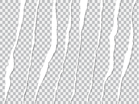 Torn ripped paper piece edge set with shadow. Vector illustrationのイラスト素材