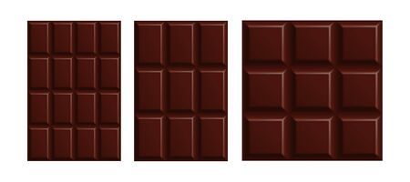 Dark bitter chocolate bars mock up set isolated on white background. Vector illustrationのイラスト素材