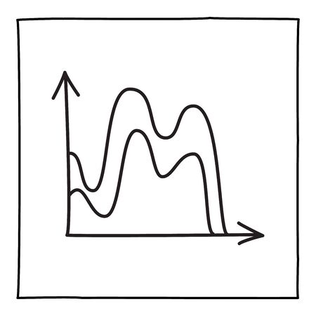 Doodle graph chart icon or logo, hand drawn with thin black line.のイラスト素材