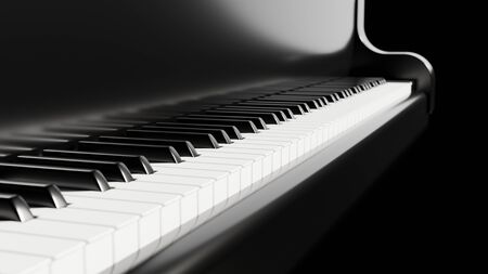 Piano keyboard close up view 3D illustrationの写真素材
