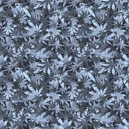 Seamless cannabis pattern with realistic leavesの写真素材