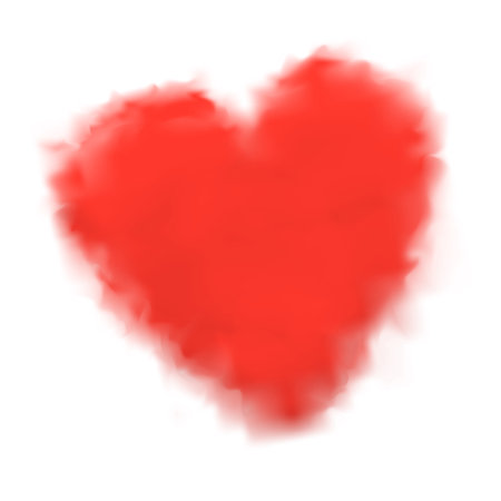 Realistic heart shaped white cloud on blue sky backgroundのイラスト素材