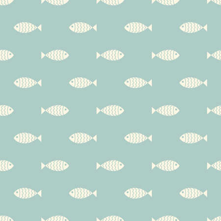 Nautical seamless pattern with swimming cartoon fishのイラスト素材