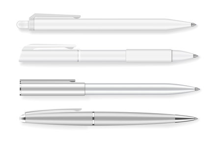 Set of four realistic writing pens vector illustrationのイラスト素材