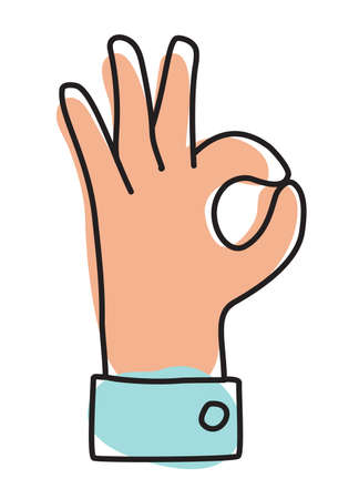 Doodle ok symbol icon hand drawn with thin lineのイラスト素材