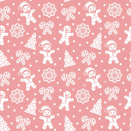 Christmas seamless pattern with gingerbread man cookies