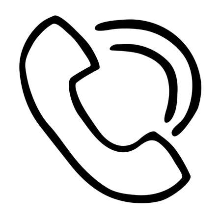 Doodle telephone call icon, hand drawn with thin black lineのイラスト素材