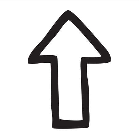 Doodle up arrow symbol hand drawn with thin line. Graphic design element isolated on white background. vector illustrationのイラスト素材