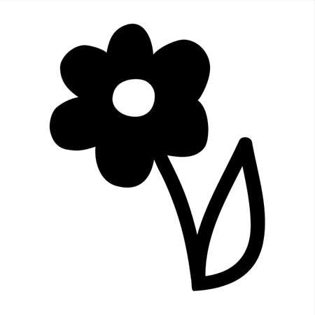 Flower doodle hand drawn with black line isolated on white backgroundのイラスト素材