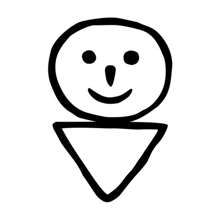 Doodle man or genderless person icon or logo, hand drawn with thin black line. Graphic design element isolated on white background. Vector illustrationのイラスト素材