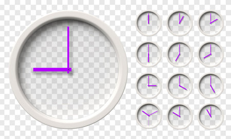 Realistic Wall Clock with transparent faceのイラスト素材