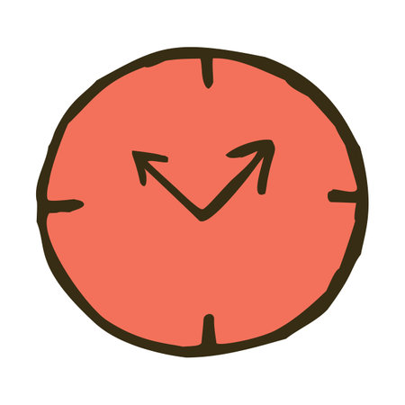 Doodle colorful wall clock icon hand drawn with thin line in minimalistic styleのイラスト素材