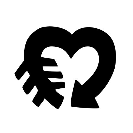 Arrow in a shape of a heart. Vector illustration isolated on white backgroundのイラスト素材