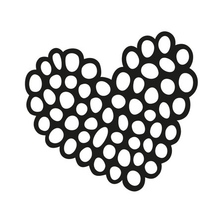 Heart made of polka dots hand drawn with line. Vector illustrationのイラスト素材