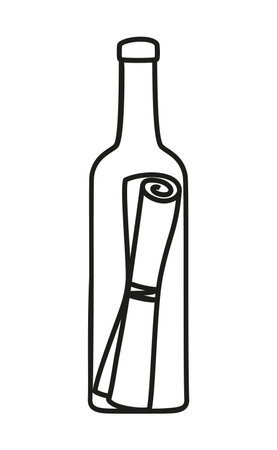 Message in a bottle symbol, a rolled-up letter in a bottleのイラスト素材