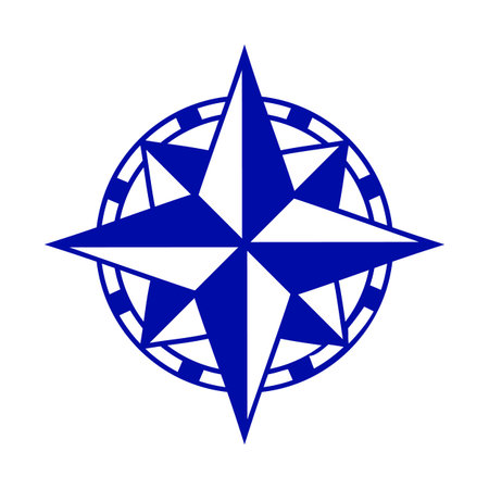 Vintage wind rose symbol, simple style flat silhouette iconのイラスト素材