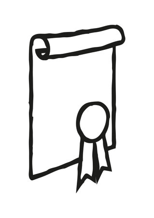 Graduation certificate, simple style symbol hand drawn with thin lineのイラスト素材