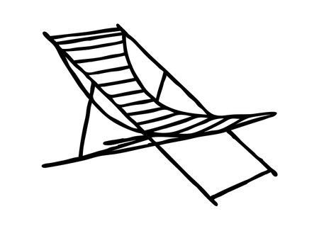 Doodle beach recreation chair beach toy sketch. Hand drawn beach graphic symbolのイラスト素材