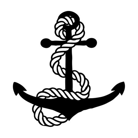 Nautical Anchor, simple style maritime outline silhouette icon. Vector illustration isolated on white backgroundのイラスト素材
