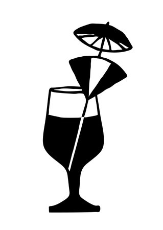 Summer cocktail doodle hand drawn in thin line styleのイラスト素材