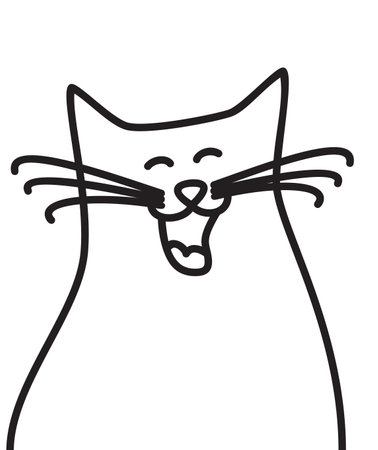 Doodle cat smiling and laughing hand drawn in line artのイラスト素材