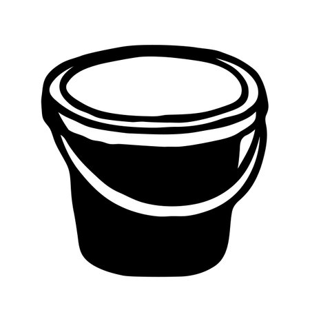 Doodle bucket sketch. Hand drawn tool graphic symbol isolated on white background. Vector illustrationのイラスト素材