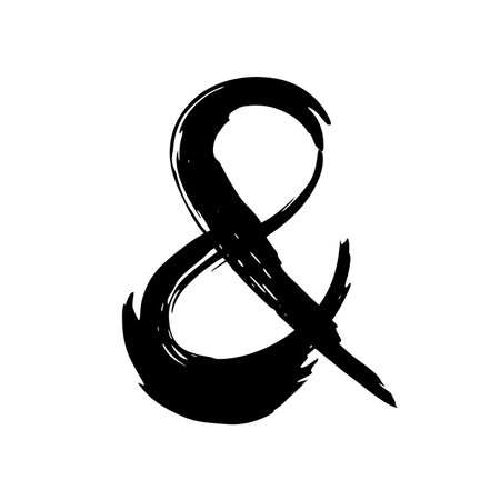 Hand painted black ink ampersand symbol isolatedのイラスト素材