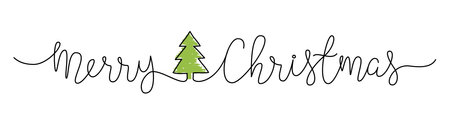 Merry Christmas lettering banner with snow flakeのイラスト素材