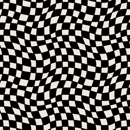 Seamless geometric pattern. Waves and circles in black and white. Vector illustration