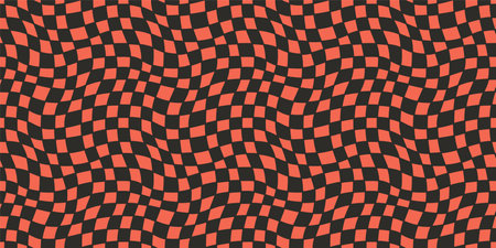Seamless geometric pattern with woven and distorted checkers that create optical illusionVector illustrationのイラスト素材
