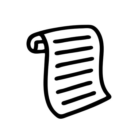 Doodle unrolled scroll, hand drawn with thin black line. Isolated on white background. Vector illustrationのイラスト素材