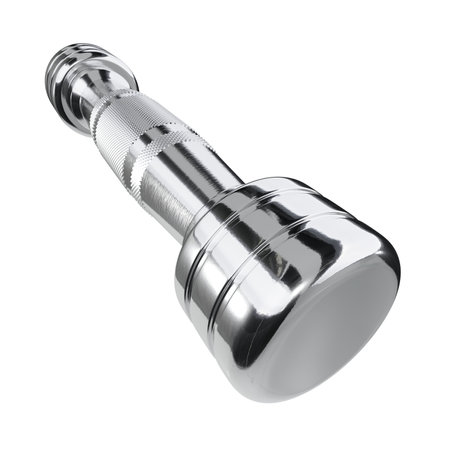 Blank Round Dumbbell, chrome weightlifting gym equipment wide angle view, isolated on white background. 3D illustrationの写真素材