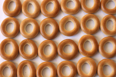 On photo background with bagelの写真素材