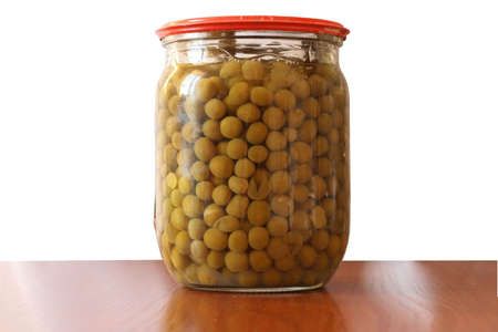 on table of the bank green pea. Photo isisolatedの写真素材