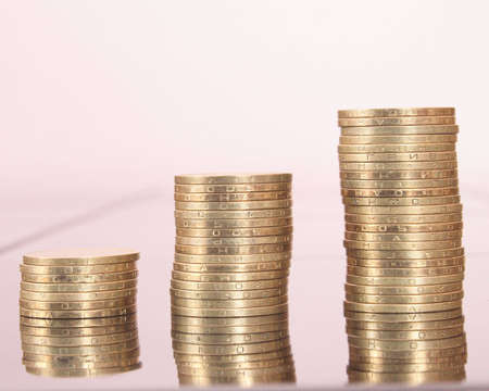 Coins stacks close-upの写真素材