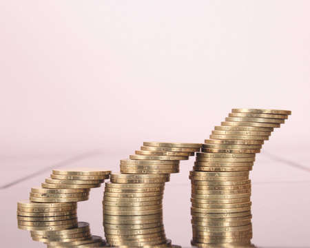 Coins stacks close-upの写真素材