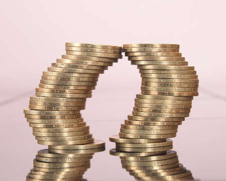 Coins stacks close-upの写真素材