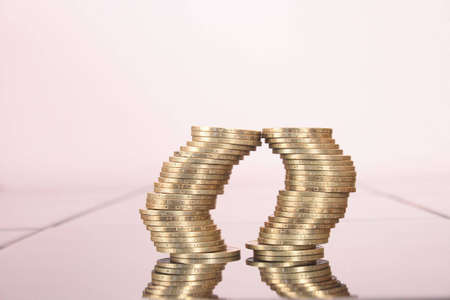 On a photo coins stacks close-upの写真素材