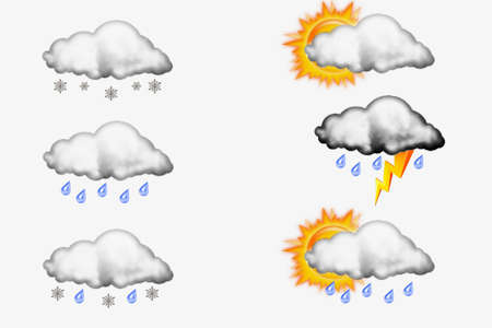 Set of weather icons for web design isolated on white. 