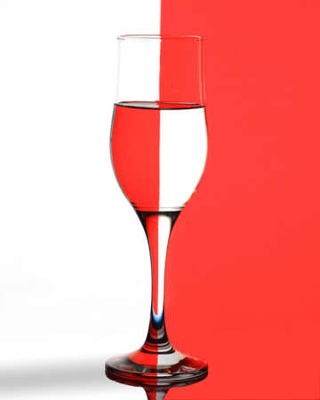 glass on the background with red and whiteの写真素材