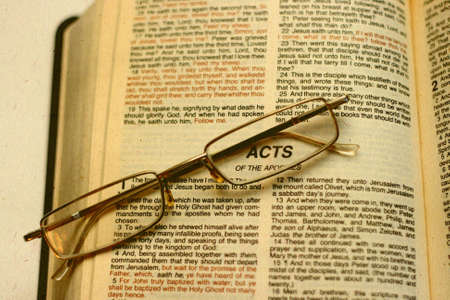 Acts of the apostoles with glass on seppiaの写真素材