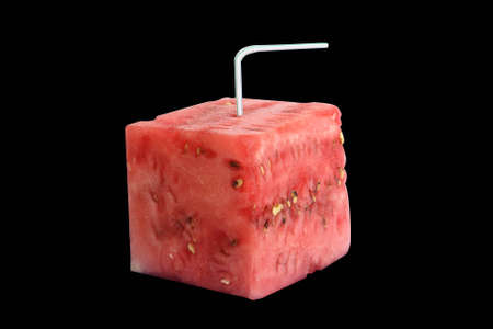 square watermelon on a black backgroundの写真素材