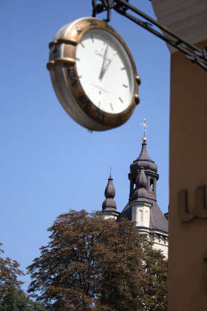 The Orthodox Church. The clock. Lviv, Ukraine