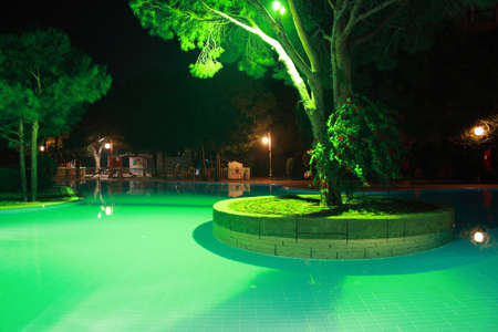 Photos of the pool. night shotのeditorial素材