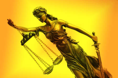 statue of Themis on a colorful backgroundの写真素材