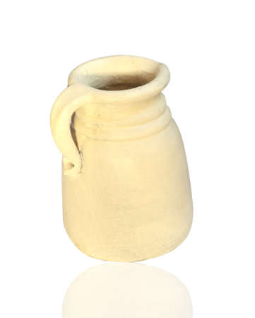 jar of clay on a white backgroundの写真素材