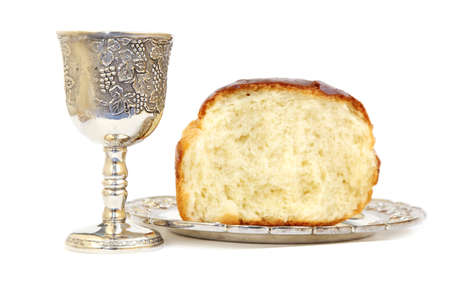 Holy Communion. Bread and cup with wineの写真素材